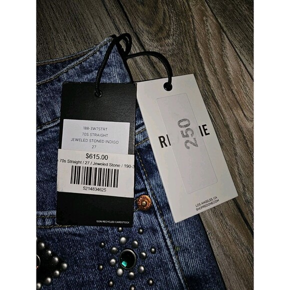 REDONE Size 27 70's Straight Jeweled Stoned Indigo Jeans Western Festival $615 - Picture 15 of 16